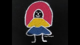 Doll within a minute  Creative rangoli  pommai kolam [upl. by Enoid]