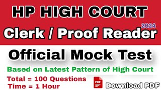 HP High Court Clerk Mock Test  Latest Pattern 2024  Official Mock Test  hpexamaffairs [upl. by Loar]