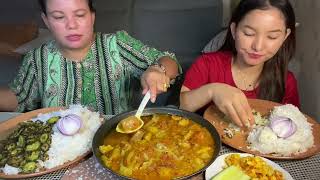 लौका सॅग सुगुरको मासुथिचेको मुलाको अचार अनि करेला mukbang [upl. by Tichon543]