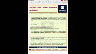 Income Tax Act Sec 80 M Inter Corporate Dividend [upl. by Caputo690]