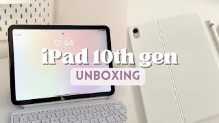 New iPad 10th Gen unboxing 🤍 aesthetic  Magic Keyboard Folio [upl. by Annoet221]