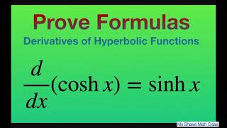 Prove derivative of cosh x  sinh x using definitions of hyperbolic functions [upl. by Isla432]