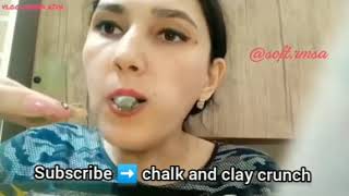 Asmr clay eating swallow crunch  Marta Riva editing video  chalk crunch  shortbread clay eating [upl. by Marcie]