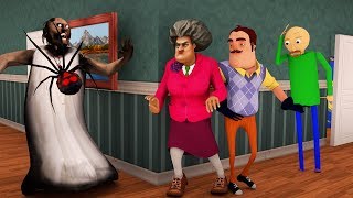 Scary Teacher 3D Animation  Baldis vs Miss T Ice Cream 3 Running away from Granny [upl. by Natan]