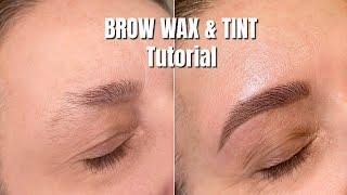 BROW WAX amp TINT TUTORIAL  Step by Step  Licensed Esthetician [upl. by Nahshu]