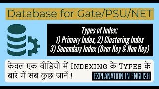 63 Types of Index  Primary Index Clustering Index amp Secondary Index Over Key amp Non Key Field [upl. by Ynnelg8]