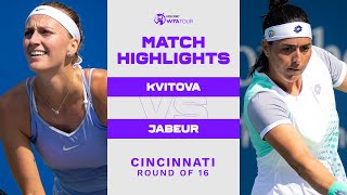 Petra Kvitova vs Ons Jabeur  2022 Cincinnati Round of 16  WTA Match Highlights [upl. by Boorman]