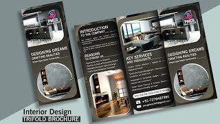 Trifold Brochure Design For Interior Design Company  Tri Fold Brochure Design  Photoshop Tutorials [upl. by Kcirdnekal515]