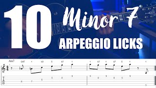 10 Easy Minor 7 Arpeggio Patterns For Guitar  PDF And Backing Track [upl. by Araminta]