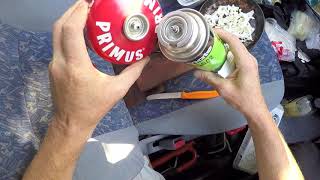 How to refill camping stove gas cylinders  self sealing backpacking gas stove cartridge refill hack [upl. by D'Arcy777]