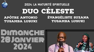 DUO CÉLESTE  Évangeliste Suzana TUSAMBA LUSUKI  Dimanche 28 Janvier 2024 [upl. by Ehtyaf]