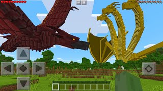 I Found KING GHIDORAH vs RODAN in Minecraft Pocket Edition [upl. by Ylrevaw]