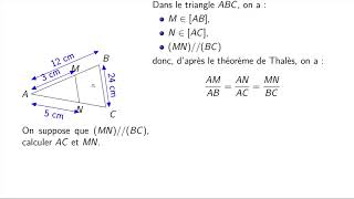 Théorème de Thalès  calcul de longueur première configuration [upl. by Dirgis]