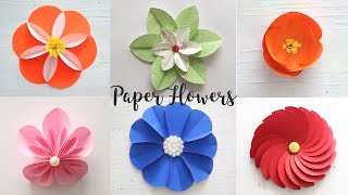 6 Easy Paper Flowers  Craft Ideas  DIY Flowers [upl. by Hafeenah]