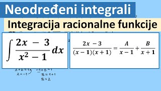 Neodređeni integrali Integracija racionalne funkcije zadaci [upl. by Anitsim855]