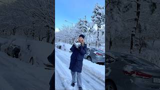 my snowman amp me ☃️❄️korea college shorts snow snowfall snowfall satisfying winter reels [upl. by Gusba]