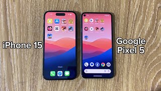 GOOGLE PIXEL 5 vs IPHONE 15 SPEED TEST [upl. by Charita]