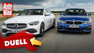 Mercedes CKlasse vs BMW 3er 2021  Das Duell der Limousinen mit Dennis Petermann [upl. by Jeanie237]