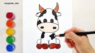 How to draw a cute cow  Artsyfariha [upl. by Kung]