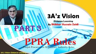 PPRA Rules Part3 Punjab Procurement Regulatory Authority Rules [upl. by Anenahs]