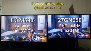 U32J5904ms vs 27GN6501ms 60fps 테스트 [upl. by Nylarahs]