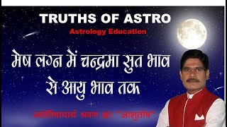 Falit Jyotish Path No 201 वैदिक ज्योतिष के अनुसार मेष लग्न में चन्द्रमा सुत भाव से आयु भाव तक [upl. by Eenimod]