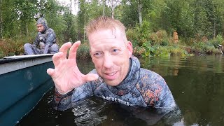 Spear Fishing for Pike in Alaska  Northern Pike Catch and Cook Swimming in cold and murky water [upl. by Turoff333]