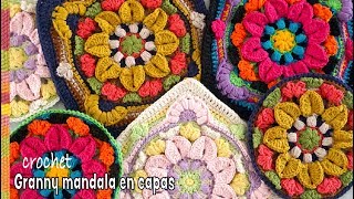 Granny mandala en CAPAS tejido a crochet  Tejiendo Perú 🥰 [upl. by Ajidahk]