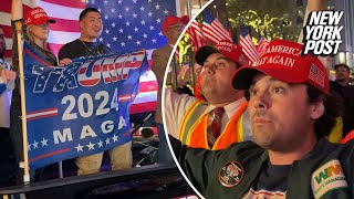 Supporters celebrate Trump victory at Rockefeller Center and Trump Tower [upl. by Nainatrad]