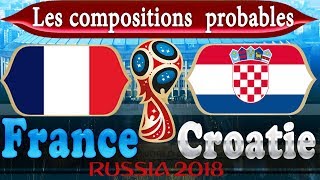 FRANCE vs CROATIE Les compositions probables en Finale du Mondial 2018 [upl. by Bowra]