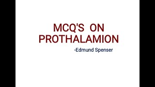 Prothalamion  Edmund Spenser  MCQs  PGTRBNET [upl. by Anibas]