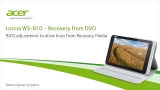 Iconia W3810  Recovery from DVD [upl. by Abbye]