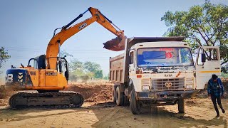 JCB JS140 Excavator Loading Mud in TATA Dump Track  Meking New fish farming [upl. by Ykcir]