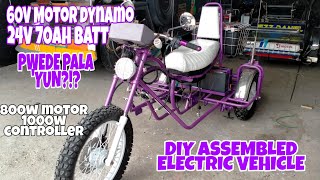 DIY ETRIKE BUILD  60V MOTOR DYNAMO POWERED BY 24V BATTERY  ELECTRIC VEHICLE  EBIKE PHILIPPINES [upl. by Boigie]