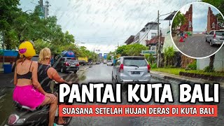 BALI DI GUYUR HUJAN  Begini situasi Jalan Pantai Kuta Bali saat ini [upl. by Releehw491]