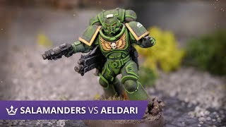 Salamanders vs Aeldari  9th Edition Warhammer 40k Battle Report [upl. by Maxy]