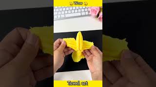 Creative ways to fold towels into butterflies 🦋towelfoldingartroomdecorationviralsubscribe [upl. by Topper]