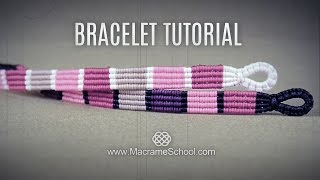 Striped Macramé Bracelet Tutorial by Macrame School [upl. by Aiderfla454]