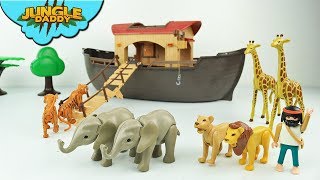 NOAHS ARK Playmobil Playset  Safari animal toys in ship boat ocean for kids [upl. by Rekoob161]