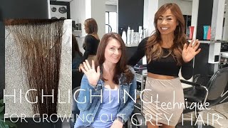 highlighting technique for GROWING OUT GREY hair [upl. by Hildegarde]