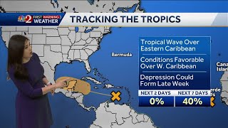 Tropical waves loom in Caribbean and Atlantic both could become tropical depressions soon [upl. by Maffei521]