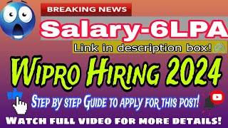 Wipro Off Campus for Freshers 2024  Mass Hiring as Developer  Salary  INR 6 LPA [upl. by Hymie559]