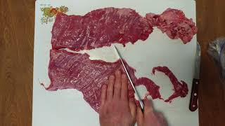 SERRATED vs NON SERRATED KNIFE CUTTING GRASS FED BEEF LOIN SKIRT STEAK STRIPS [upl. by Qooraf]