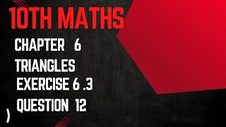 class10 Maths  New NCERT📕 Chapter 6 Triangles Exercise 63 Question 12 [upl. by Pip]