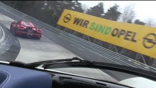 Pagani Zonda F Clubsport vs Koenigsegg AgeraR on the Nürburgring Nordschleife [upl. by Eisele890]