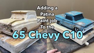 Doing a patina paint job on the 65 Chevy C10 Chainsaw carved [upl. by Reagen]