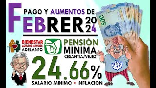 FEBRERO 2024 PAGO Y AUMENTO DE 2466 PENSIÓN IMSS ISSSTE y BIENESTAR NUEVA MODALIDAD 40 [upl. by Segroeg]