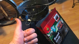 Rund Grill BBQ Mini Kohle Grill Party Grill Holzkohlengrill unboxing und Montage Anleitung [upl. by Elatnahs905]