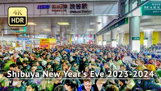 Shibuya New Years Eve 20232024 Walking Tour  Tokyo Japan 4KHDR [upl. by Selec]