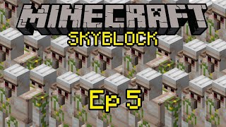 Easy Iron Farm And Villager Breeder in Hardest Skyblock Challenge Episode 5 [upl. by Connelley]